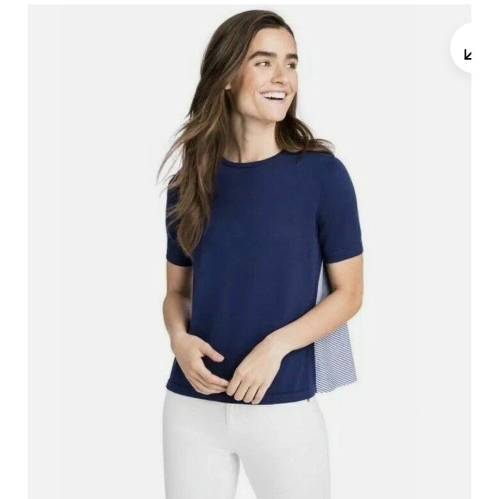 $98 NEW Womens Vineyard Vines Mixed Media Tiered Sweater Blue Size XS